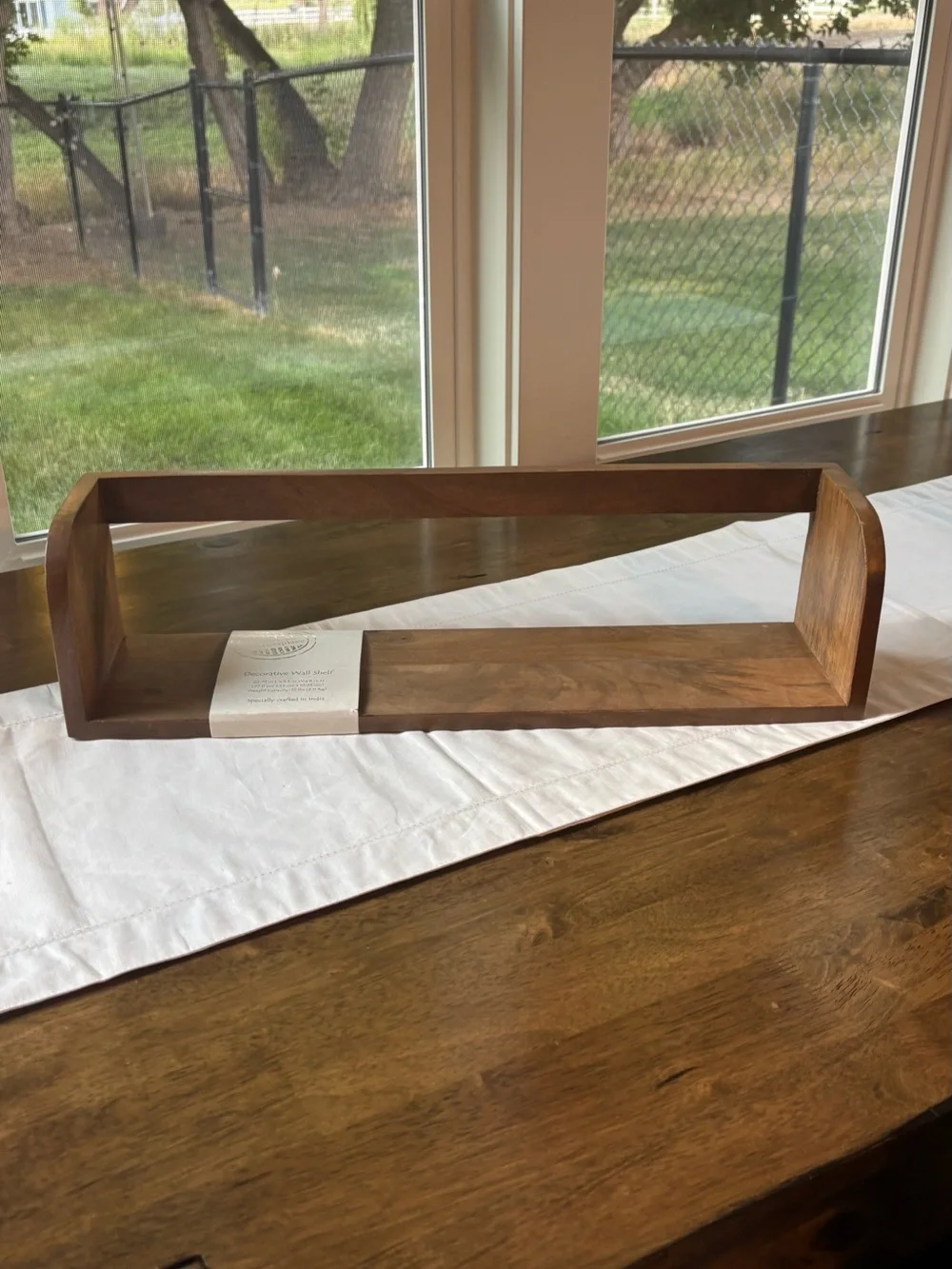 Wooden Wall Display Shelf in Brown - Simple Open Design